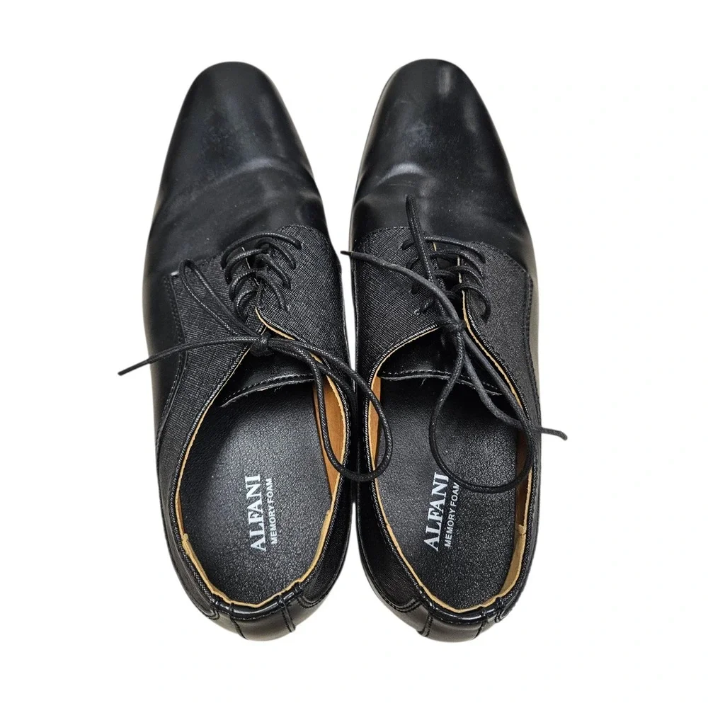 Alfani Jackson Dress Shoes‎ Mens 10.5M Black Textured Mixed Media Oxfords